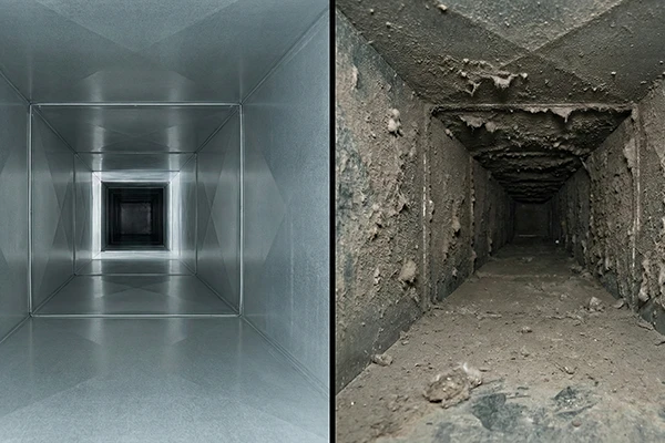 ניקוי תעלות מזגן לפניי ואחרי